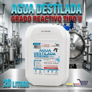 Agua destilada grado reactivo tipo II – Pureza profesional 20L
