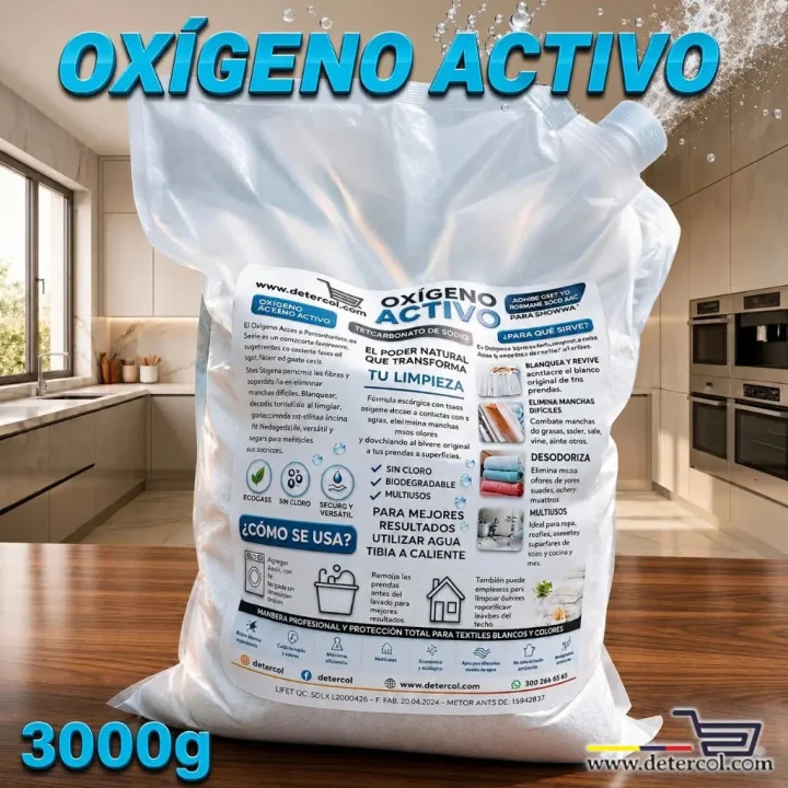 Percarbonato de Sodio 3kg - Desmanchador Ecológico 100% Biodegradable y Multiusos