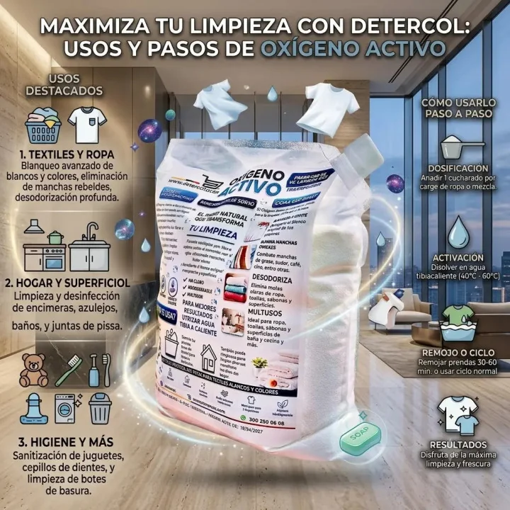 Desinfectante y Quitamanchas Oxígeno Activo 3 kg – Limpieza Profunda