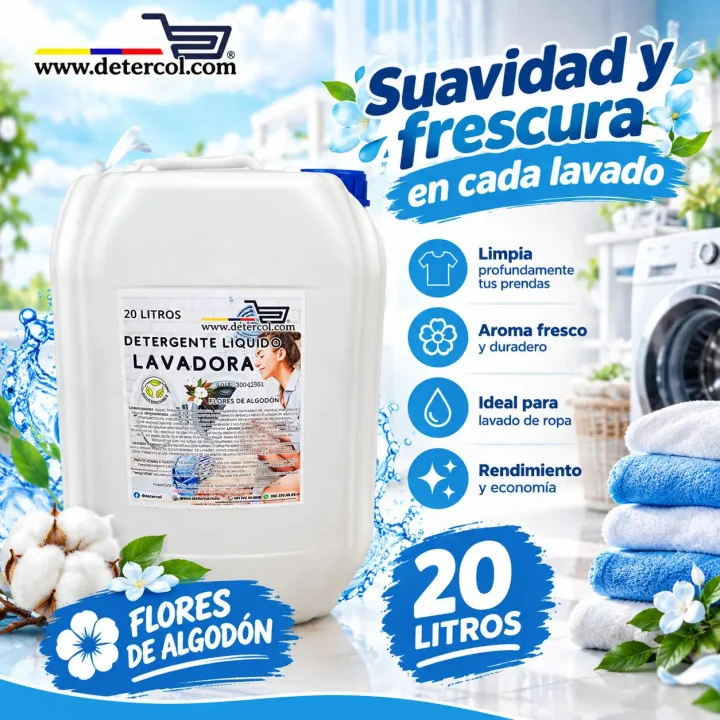 Detergente Líquido Lavadora 20 litros para Ropa Blanca y de Color
