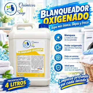 Blanqueador Oxigenado 35% Quitamanchas Ropa | Galón 4 Litros.