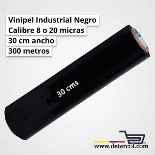 Vinipel, film stretch película estirable color negro, rollo 30 cm ancho por 300 metros.