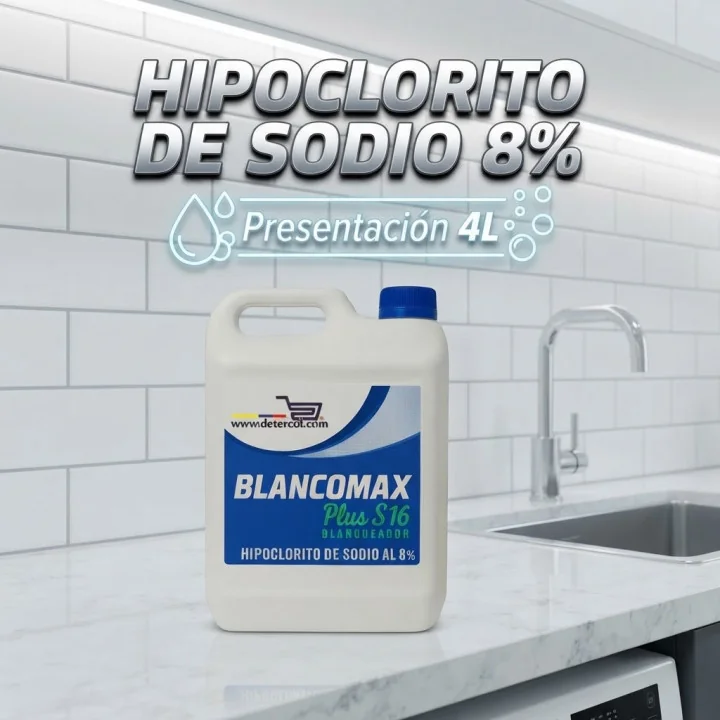 Hipoclorito de Sodio 8% Galón 4L | Desinfectante y Blanqueador