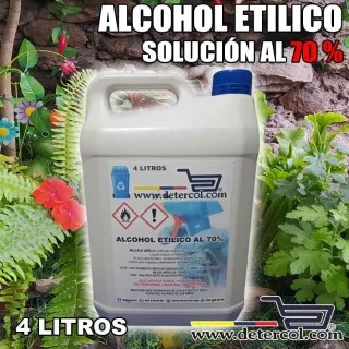 Alcohol etílico al 70% galón por 4 litros.