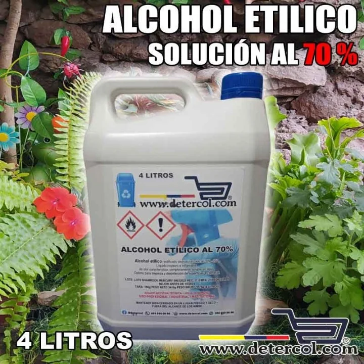Alcohol etílico al 70% galón por 4 litros.