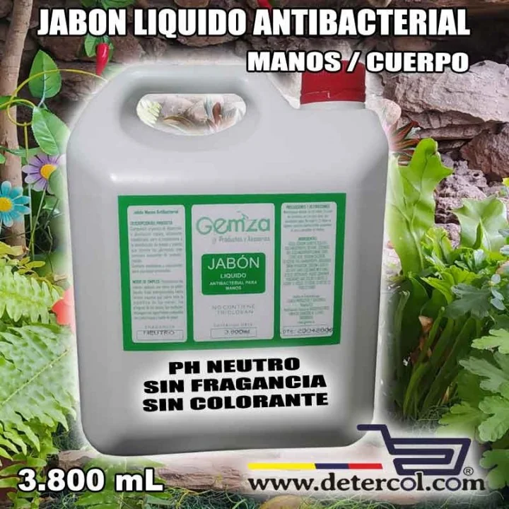 Jabón liquido antibacterial para manos ph neutro galón 3.8 litros.