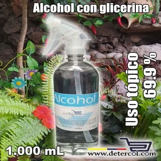 Alcohol antiséptico de uso cosmético con glicerina por 1.000 mL con gatillo atomizador