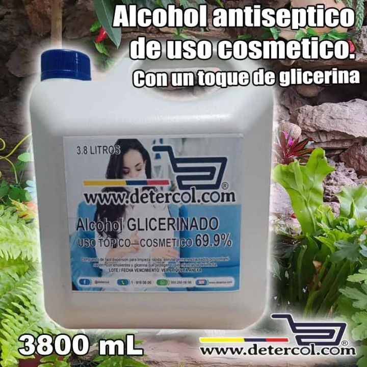 Alcohol antiséptico de uso cosmético con glicerina por galón 3.8 litros