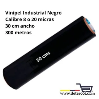 Vinipel, film stretch película estirable color negro, rollo 30 cm ancho por 300 metros.