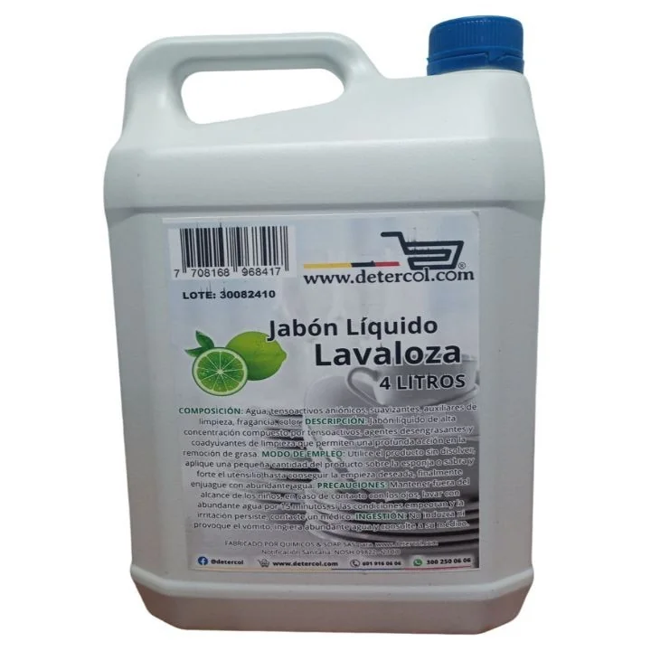 Jabón Lavaloza 4L: Alta concentración, desengrasante, aroma limón