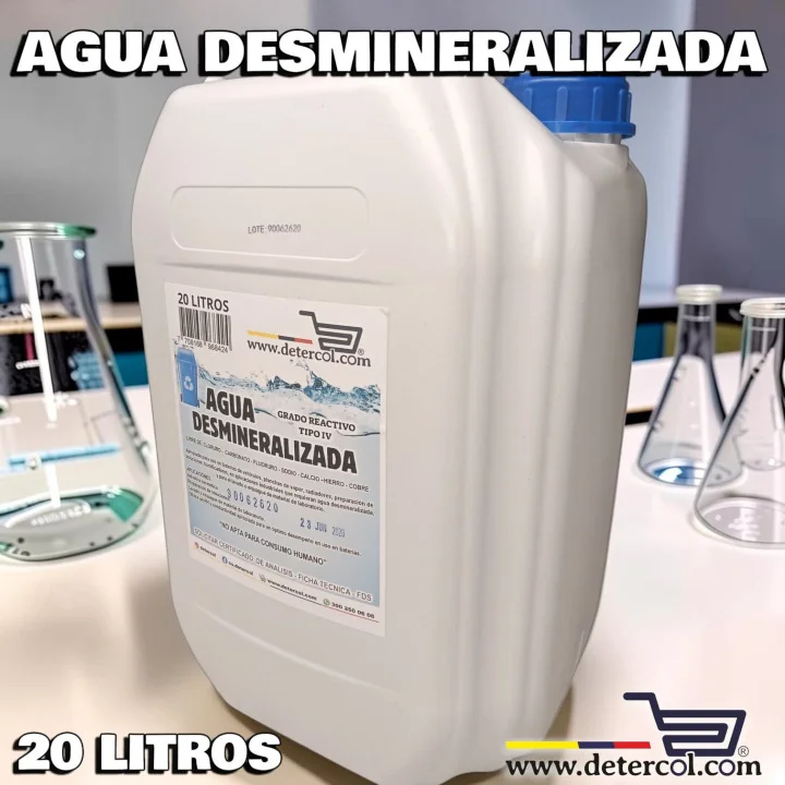 Agua Desmineralizada 20L | Libre de Minerales para Equipos y Baterías