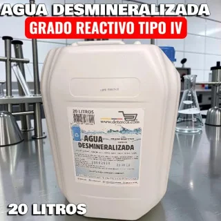 Agua Desmineralizada 20L | Grado Reactivo Tipo IV Industrial