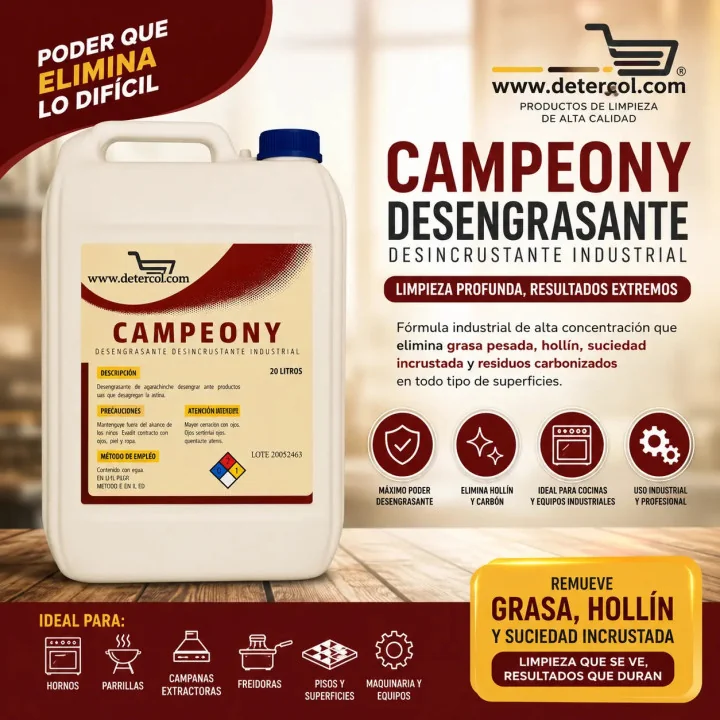 Desincrustante CAMPEONY 4L | Limpieza grasa y hollín industrial