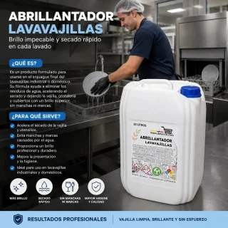 Abrillantador para Vajilla Industrial Elimina Manchas y Acelera el Secado